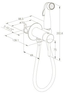 Гигиенический душ со смесителем Milardo Tidy чёрный 001BLR0M08
